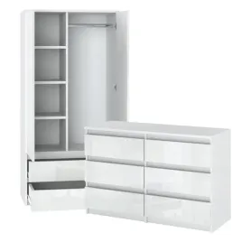 szafa-90-cm-i-komoda-z-6-szufladami-bialy-polysk-garderoba-do-przedpokoju