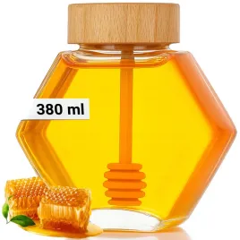 sloik-szklany-na-miod-380-ml-z-nabierakiem-lyzka-ozdobny-heksagon