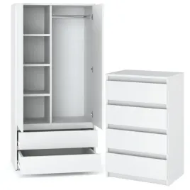 szafa-modulowa-90-cm-i-komoda-z-4-szufladami-biala-garderoba-do-przedpokoju