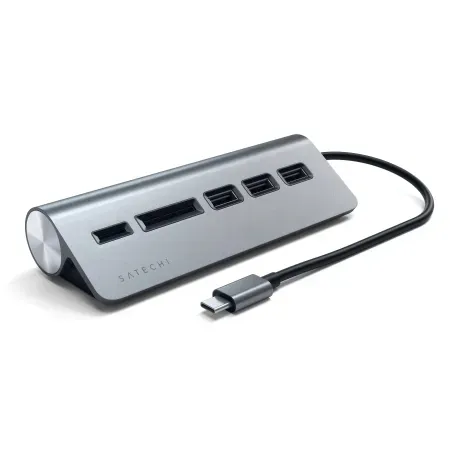 satechi-adapter-aluminium-hub-usb-c-3xusb-a-micro-sd-do-macbooka-szary-stan-nowy