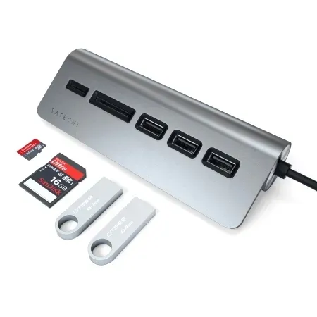 satechi-adapter-aluminium-hub-usb-c-3xusb-a-micro-sd-do-macbooka-szary-stan-nowy