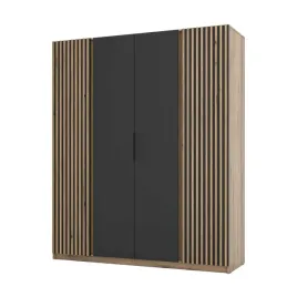 szafa-arka-4-drzwiowa-lamele-czarne-fronty-dab-evoke-200-cm-polki-drazek