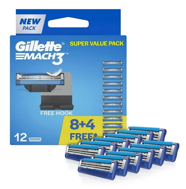 Gillette Mach3 Ostrza Do Golenia 12szt Wkłady Do Maszynki Dla Mężczyzn
