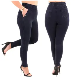spodnie-damskie-bawelniane-jeans-wysoki-stan-duze-rozmiary-elastyczne-modne