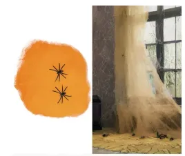 pajeczyna-z-pajakami-pomaranczowa-100-g-6-pajakow-dekoracja-halloween