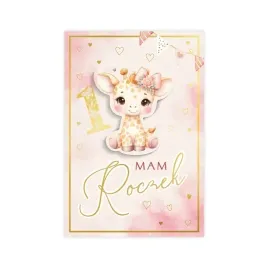 kartka-mam-roczek-zyrafa-zyrafka-1-urodziny-zyczenia-rozowa