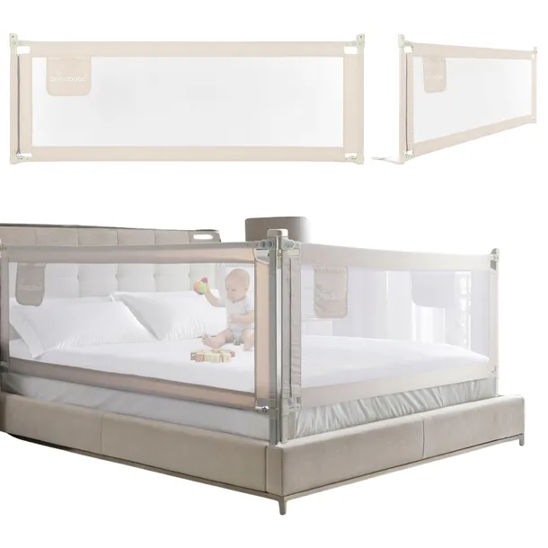 PRIMABOBO Barierka ochronna do łóżka CLASSIC 200x160cm 3 szt Składana BEŻ