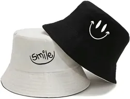 bucket-hat-kapelusz-czapka-rybacka-smile-damski-meski-czarny-dwustronny