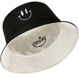 bucket-hat-kapelusz-czapka-rybacka-smile-damski-meski-czarny-dwustronny