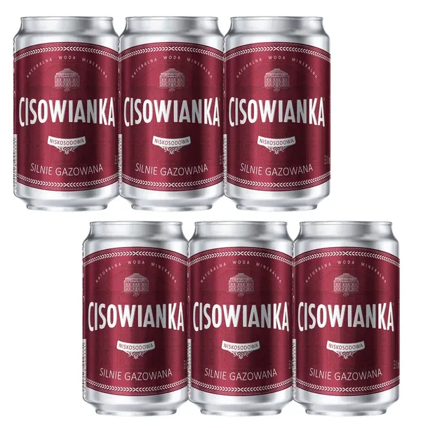 Woda Cisowianka silny gaz 330ml puszka 6szt