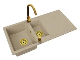 kuchenny-zlewozmywak-granitowy-duzy-15-komory-bateria-zloto-syfon