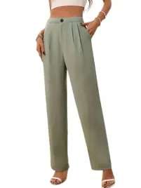shein-spodnie-damskie-proste-zielone-casual-36-l2o