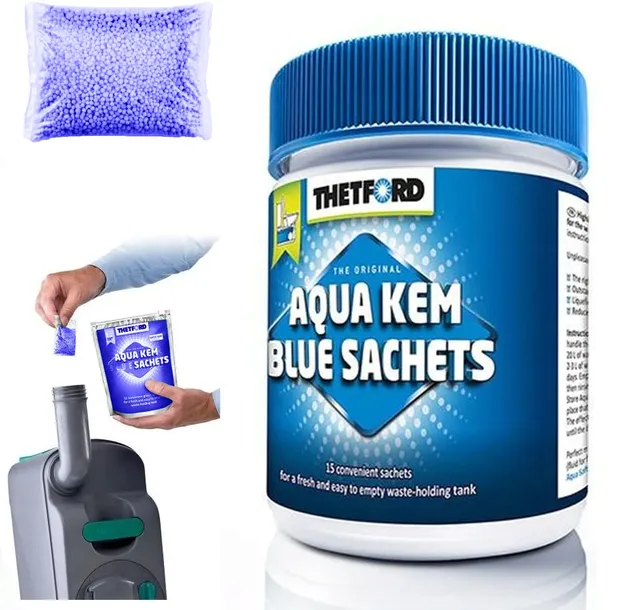 SASZETKI TABLETKI DO TOALET TURYSTYCZNYCH WC THETFORD AQUA BLUE 15 SASZETEK