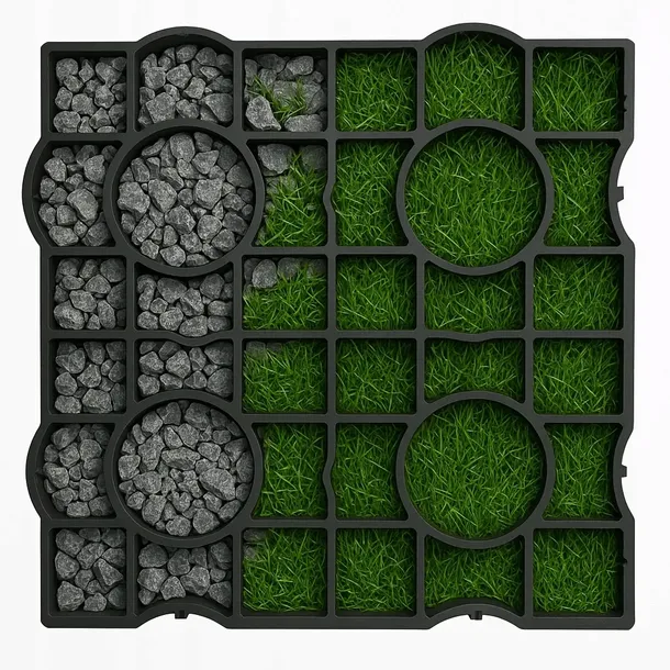 Krata parkingowa - geokrata trawnikowa - grube ścianki 50cm x 50cm - MOCNA