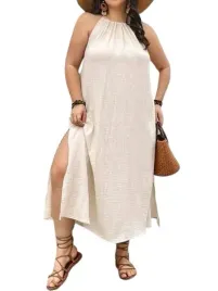 shein-sukienka-plus-size-bezowa-wiazana-midi-54-lak