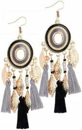 zlote-kolczyki-fredzle-wiszace-chwost-boho-vintage-handmade-modne