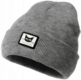 czapka-ciepla-zimowa-jesienna-kot-damska-beanie-gruba-klasyczna-szara