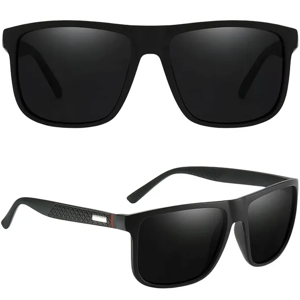 Męskie okulary nerdy przeciwsłoneczne z polaryzacją czarne z filtrem UV400