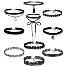 zestaw-10szt-choker-naszyjnik-damski-punk-czarny-retro-rzemyk-celebrytka