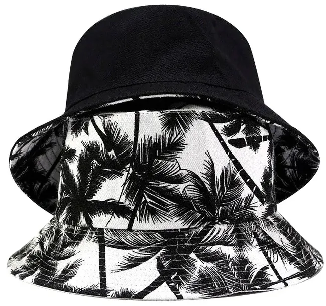 Kapelusz Czapka BUCKET RYBACKI dwustronny HAT stylowy modny Letni palmy