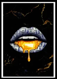 plakat-na-sciane-do-salonu-abstrakcja-usta-zlota-woda-gold-black-100x70cm