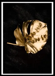 plakat-na-sciane-do-salonu-duzy-zloty-lisc-palmy-gold-black-100x70cm