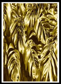 plakat-na-sciane-do-salonu-zlote-liscie-paproci-gold-black-100x70cm