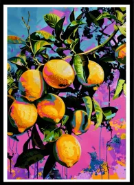 plakat-na-sciane-do-salonu-i-kuchni-malowane-owoce-cytryny-drzewo-100x70-cm