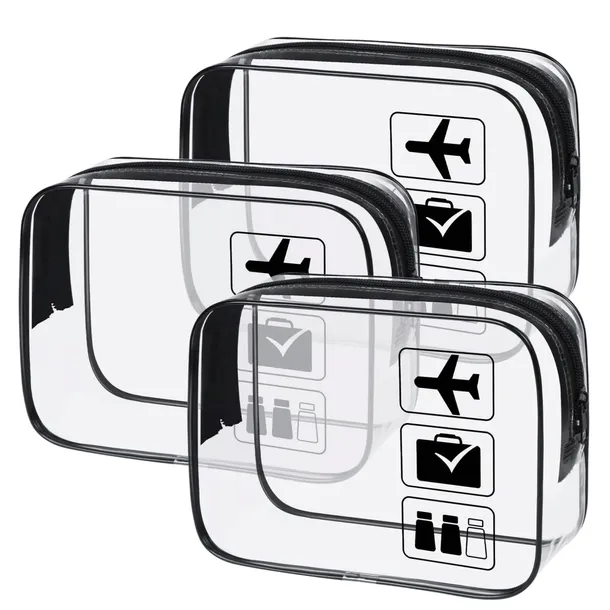 Zestaw Torba kosmetyczka Lotnicza x3 do bagażu komplet suwak przeźroczysta