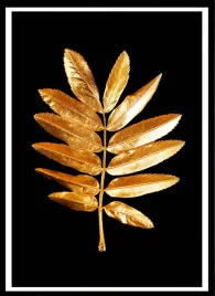 plakat-na-sciane-do-salonu-zloty-lisc-jarzebiny-gold-black-100x70cm