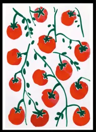 plakat-na-sciane-do-salonu-i-kuchni-zielone-galazki-pomidory-owoce-100x70cm