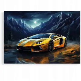 2-x-obraz-60x40-samochody-zloty-huracan-lamborghini-do-warsztatu-garazu-pok