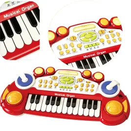 2-x-pianino-pianinko-organy-dla-dzieci-duze-czerwone-24-klawisze-swiatlo-ma