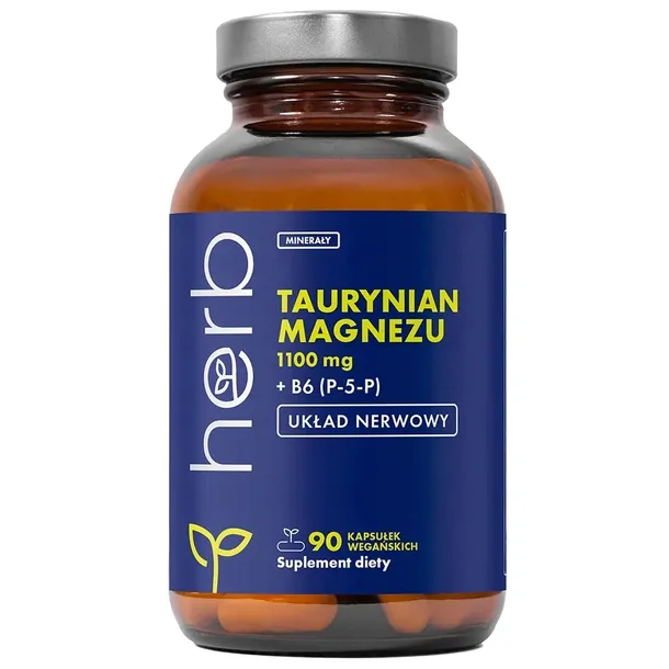 HERB TAURYNIAN MAGNEZU 1100mg + B6 (P-5-P) 90vcaps TAURYNA SERCE KRĄŻENIE