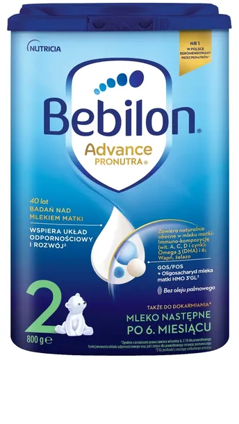 MLEKO DLA DZIECI MLEKO BEBILON 2 ADVANCE PRONUTRA MELKO MODYFIKOWANE 800G