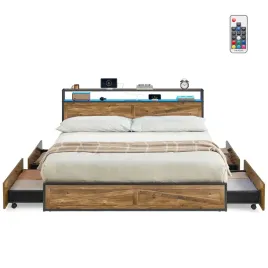 lozko-loft-industrial-polka-oswietlenie-led-szuflady-orzechowy-braz-164-cm
