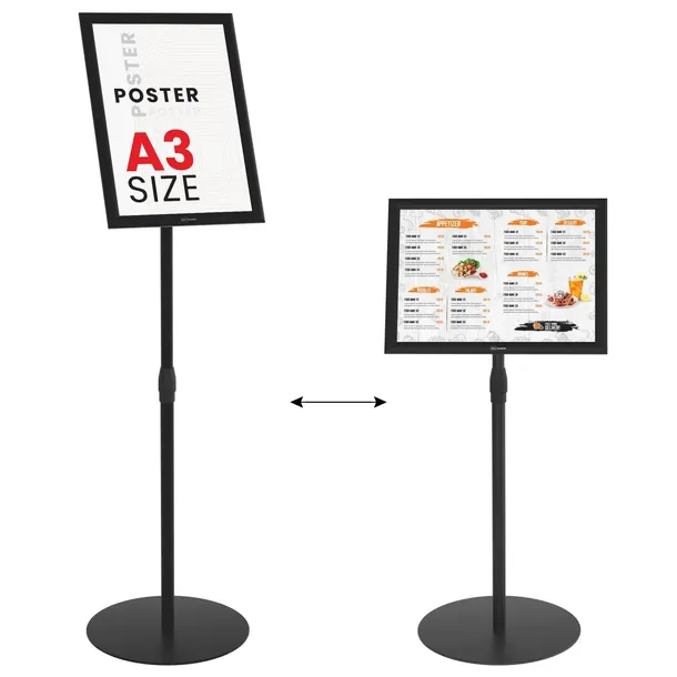 Stojak informacyjny A3 OWZ z ramą aluminiową czarną
