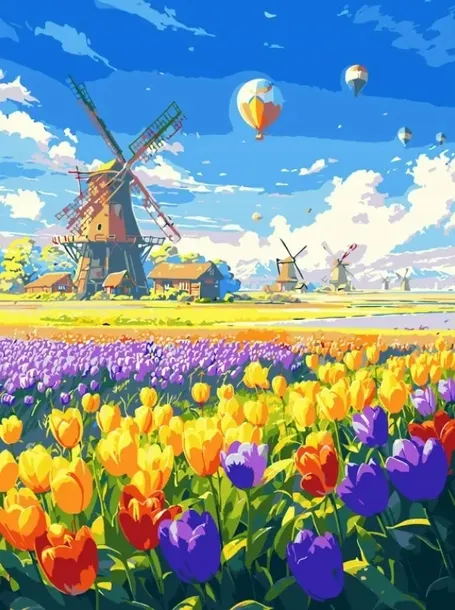 MALOWANIE po numerach ZESTAW NA PŁÓTNIE Z RAMĄ 40×50 cm FARBY PĘDZLE (ML01)