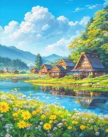 MALOWANIE po numerach ZESTAW NA PŁÓTNIE Z RAMĄ 40×50 cm FARBY PĘDZLE (ML01)