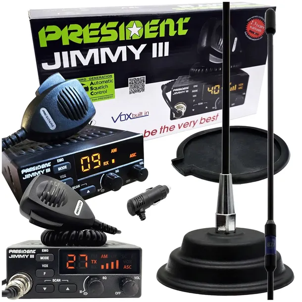 zestaw CB President Jimmy III ASC antena Floryda smukła dyskretna 45cm