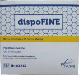 igla-iniekcyjna-igly-dispofine-zarys-j-u-03mm-x-13-100szt-mizoterapii