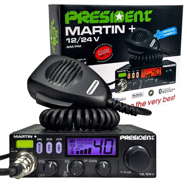CB RADIO PRESIDENT MARTIN+ 12V/24V USB NRC President CHANNELS