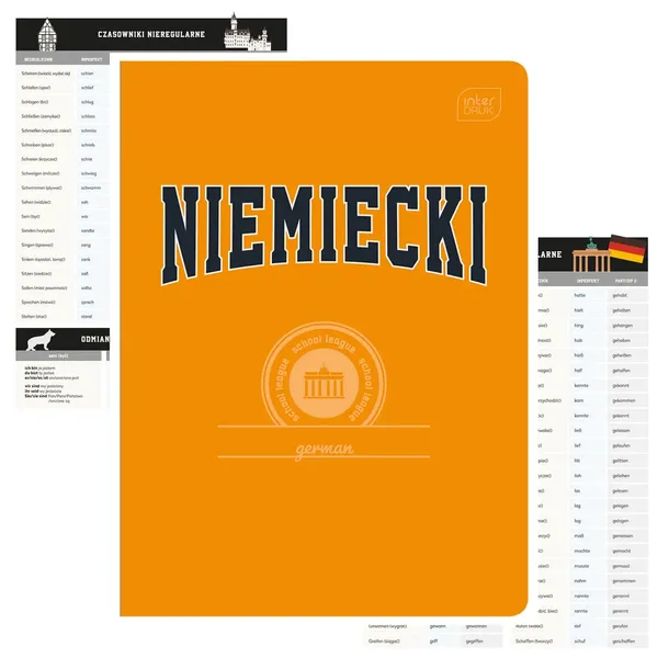 Zeszyt NIEMIECKI tematyczny A5 60k kratka przedmiot Hybrid Interdruk ściąga