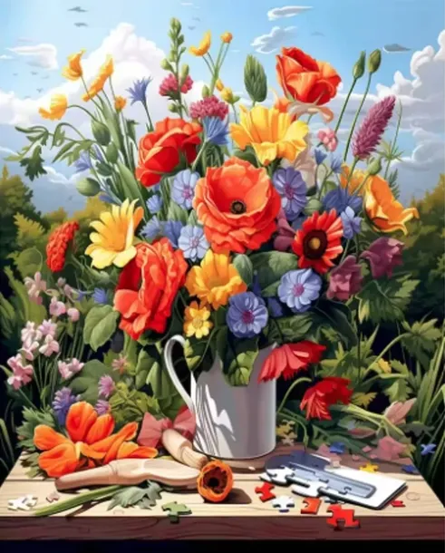 MALOWANIE po numerach ZESTAW NA PŁÓTNIE Z RAMĄ 40×50 cm FARBY PĘDZLE (ML01)
