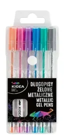 dlugopisy-zelowe-metaliczne-6-kolorow-kidea-foliowe-etui-intensywne-kolory