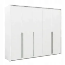 szafa-otwierana-5-drzwiowa-genua-255-cm-biala-srebrne-uchwyty