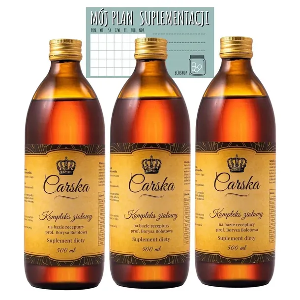 3 x Carska Wódka Zakwas Bołotowa 500 ml + Kalendarz Suplementacji GRATIS