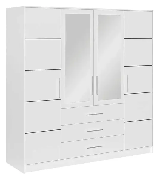 Szafa otwierana BALI D4 biała z szufladami i lustrem 196cmx200cmx58cm