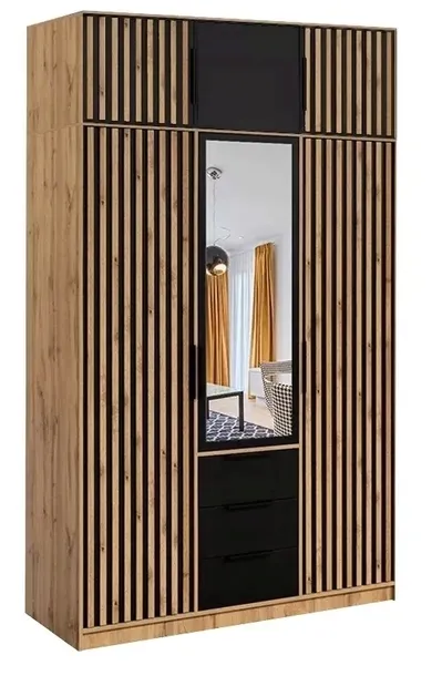 Szafa z nadstawką 150X245X57,5CM BALI LUX MEBLETELENGA D3 dąb wotan/czarny