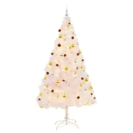vidaxl-sztuczna-choinka-z-bombkami-i-lampkami-biala-210-cm